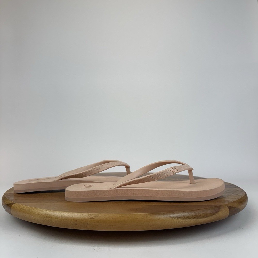 Womens Stuart Weitzman Pink Embossed Slip On Flip‎ Flops Thong Sandals Size 8 B